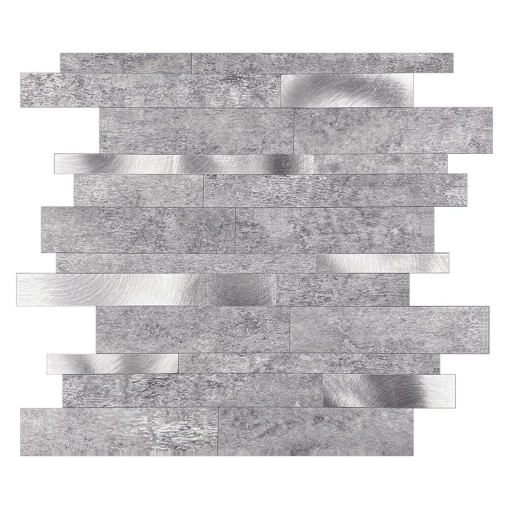 Grijs-Zilver Natuursteen ALU Wildverband - Zelfklevend Mozaiek 303x298x4mm