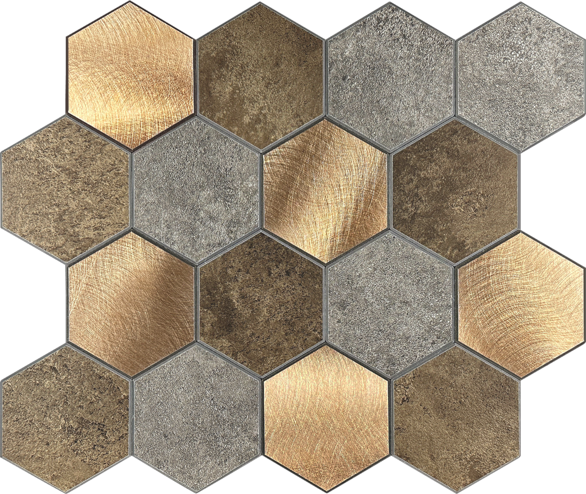 Koper XL Taupe Grijs HEXAGON - Zelfklevend Mozaiek 29.2x25.4x4mm
