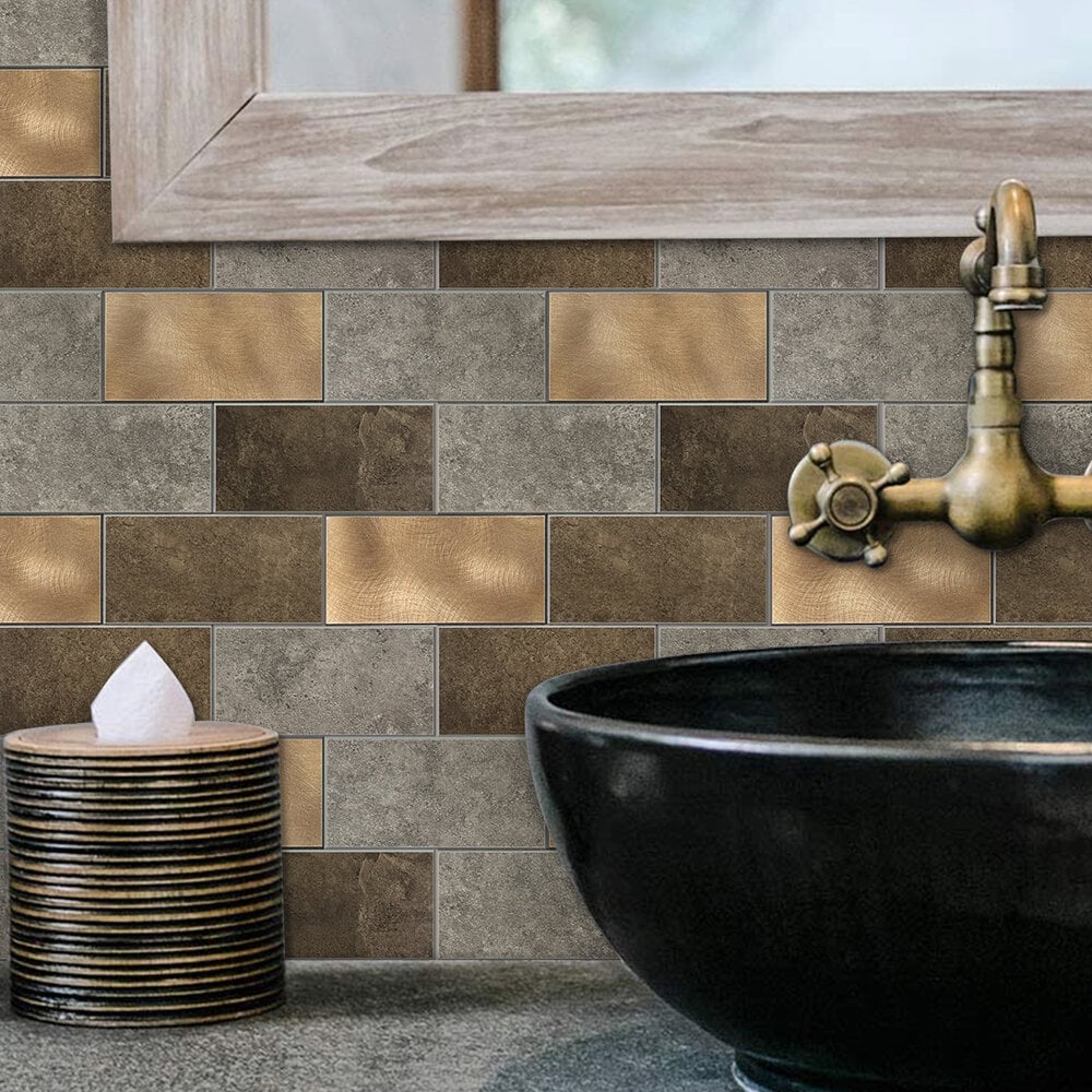 Koper XL Taupe Grijs METRO - Zelfklevend Mozaiek 30.5x30.5x4mm - Afbeelding 2