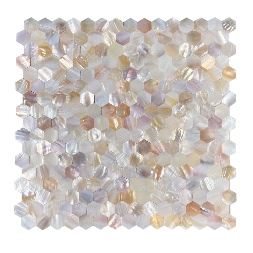SHELL Tiles - Mother of PEARL HEXAGON wit - Zelfklevend Mozaiek 305x305x3.3mm