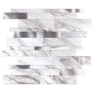 Wit marmerlook Natuursteen ALU Wildverband - Zelfklevend Mozaiek 303x298x4mm