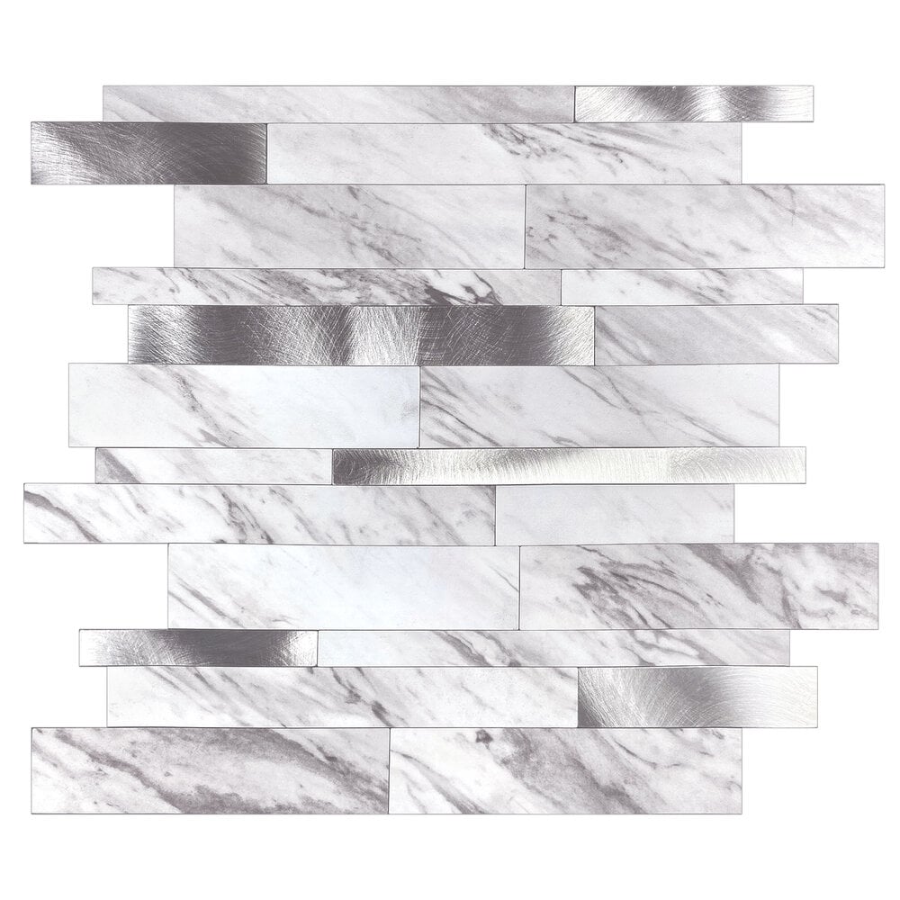 Wit marmerlook Natuursteen ALU Wildverband - Zelfklevend Mozaiek 303x298x4mm