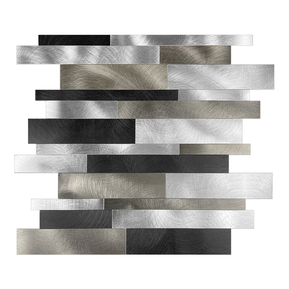 Zilver-Zwart Geborsteld ALU Wildverband - Zelfklevend Mozaiek 303x298x4mm