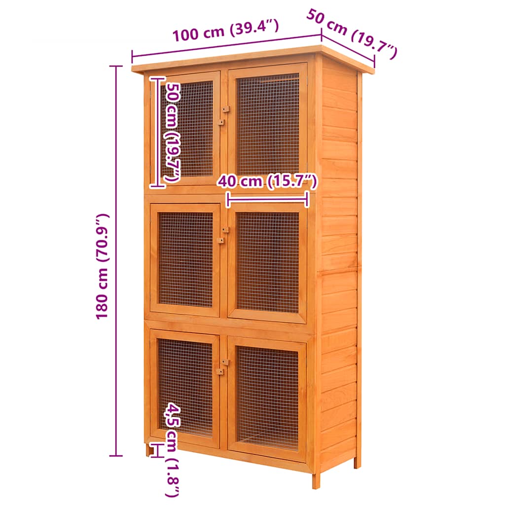 Dierenhok 6 kamers hout - Afbeelding 7