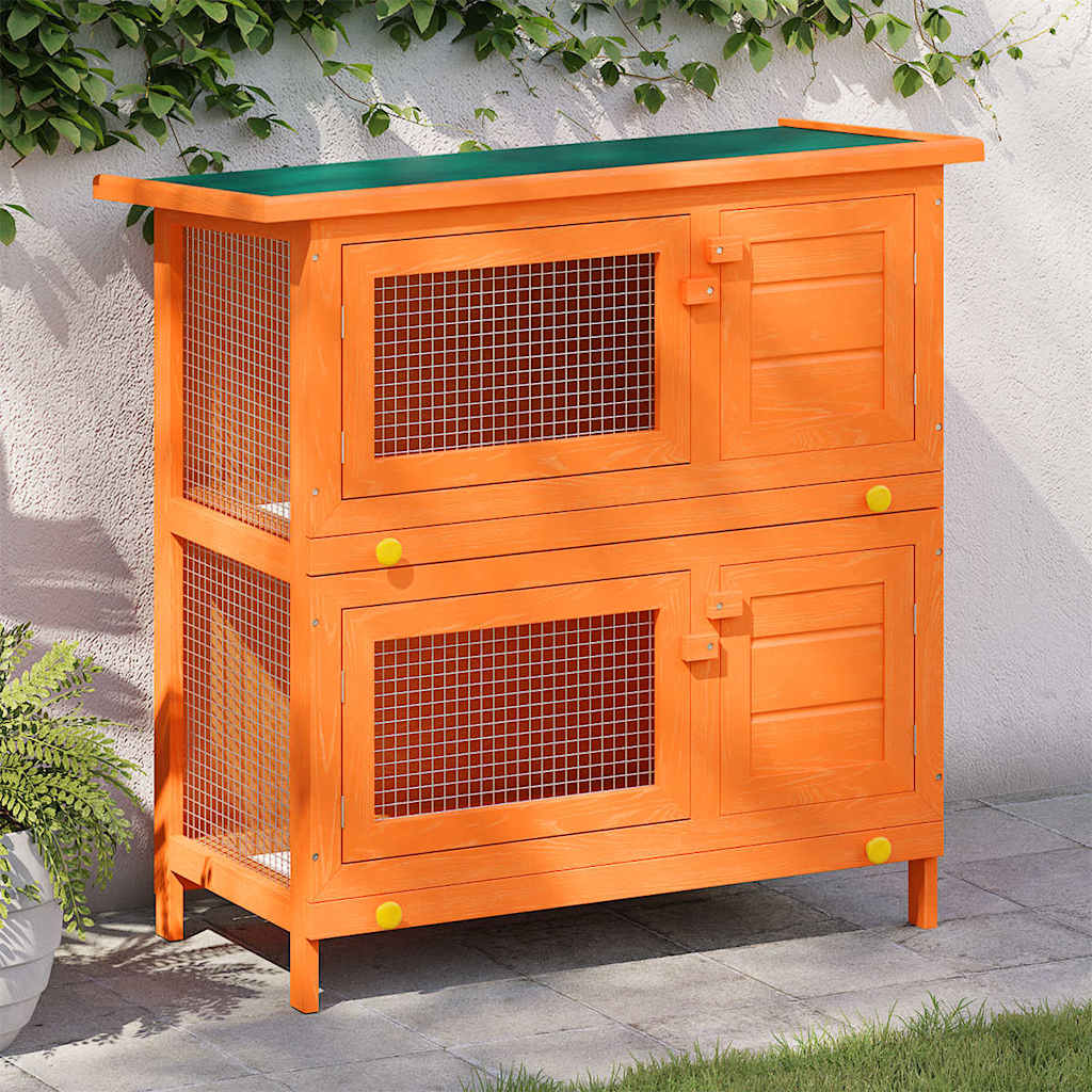 Buitenkonijnenhok voor kleine huisdieren, 4 deuren, hout