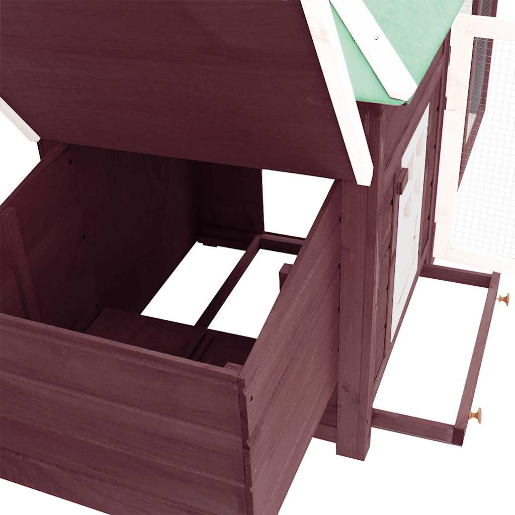 Kippenhok met nestkast 190x72x102 massief vurenhout mokkakleur - Afbeelding 8
