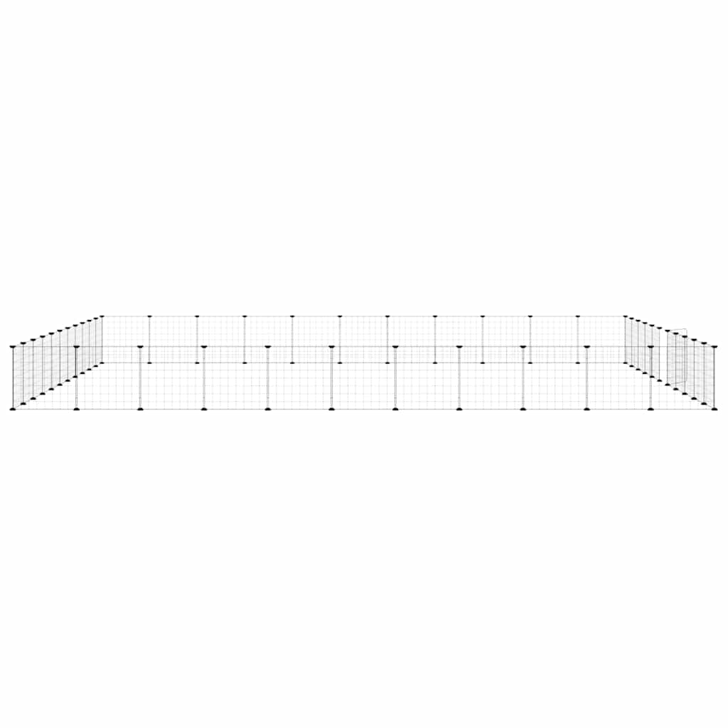 Huisdierenkooi met deur 44 panelen 35x35 cm staal zwart - Afbeelding 5