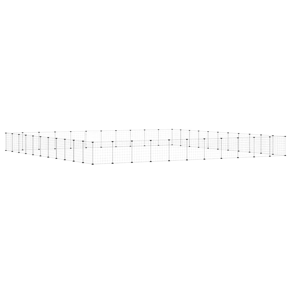 Huisdierenkooi met deur 44 panelen 35x35 cm staal zwart - Afbeelding 6