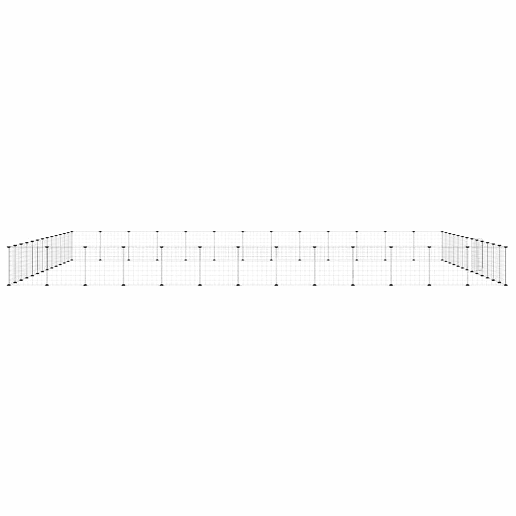 Huisdierenkooi met deur 52 panelen 35x35 cm staal zwart - Afbeelding 5