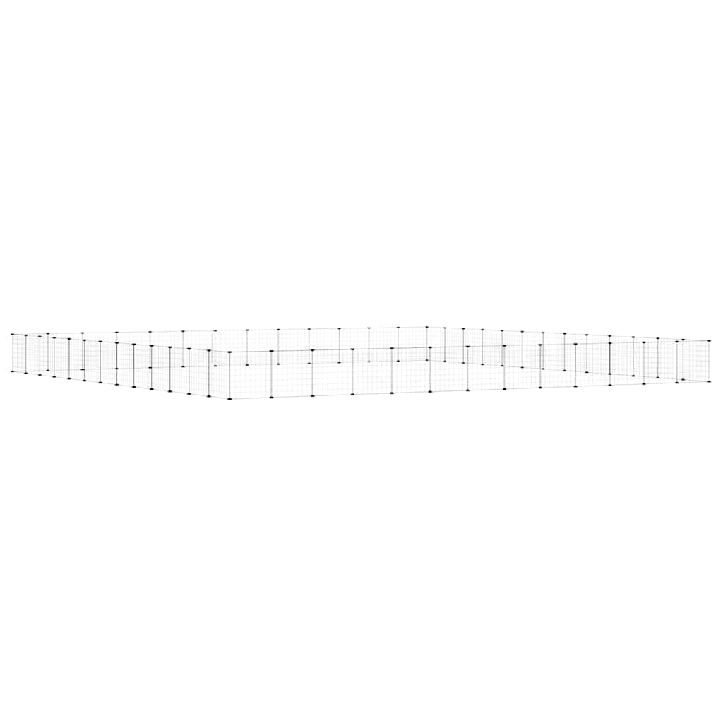 Huisdierenkooi met deur 52 panelen 35x35 cm staal zwart - Afbeelding 6