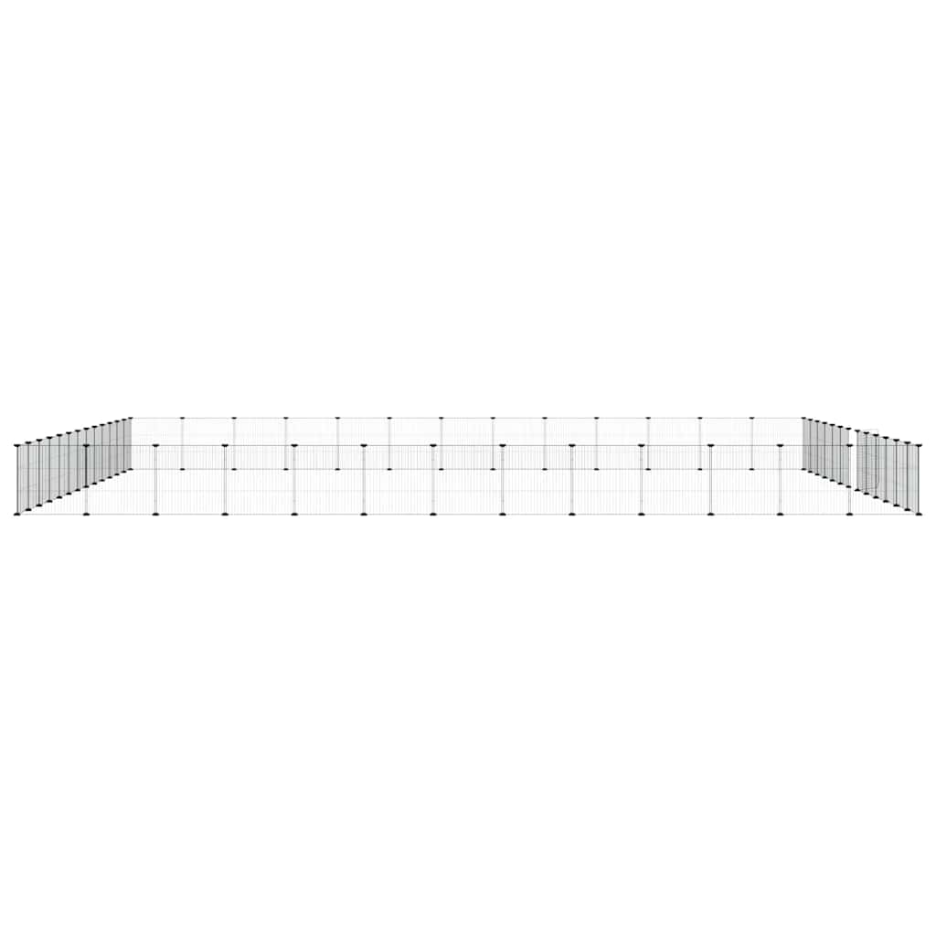 Huisdierenkooi met deur 52 panelen 35x35 cm staal zwart - Afbeelding 4