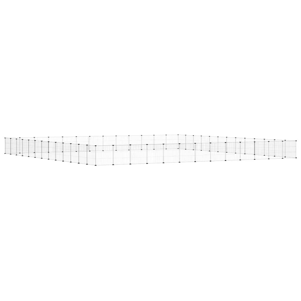 Huisdierenkooi met deur 52 panelen 35x35 cm staal zwart - Afbeelding 5