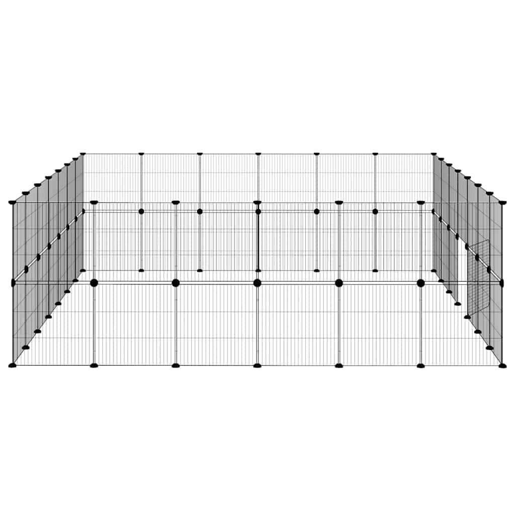 Huisdierenkooi met deur 52 panelen 35x35 cm staal zwart - Afbeelding 6