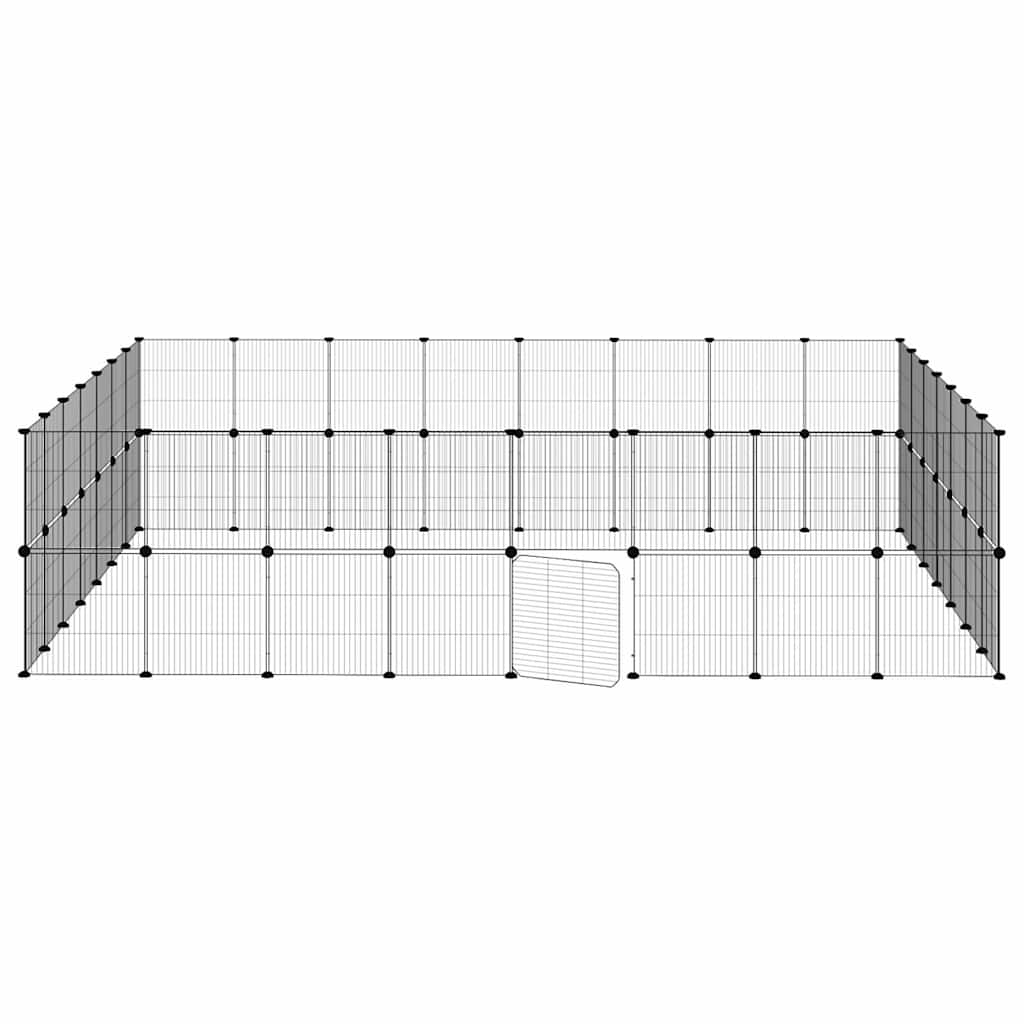 Huisdierenkooi met deur 60 panelen 35x35 cm staal zwart - Afbeelding 5