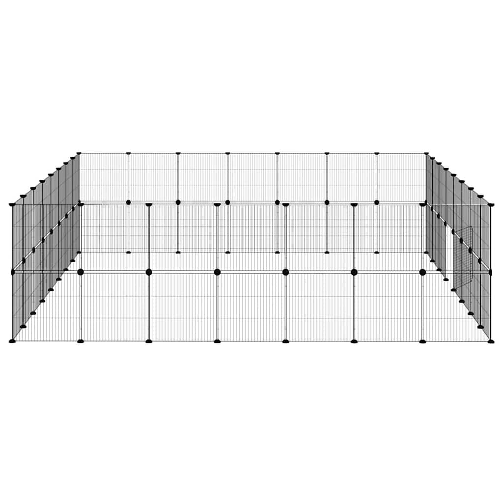 Huisdierenkooi met deur 60 panelen 35x35 cm staal zwart - Afbeelding 6