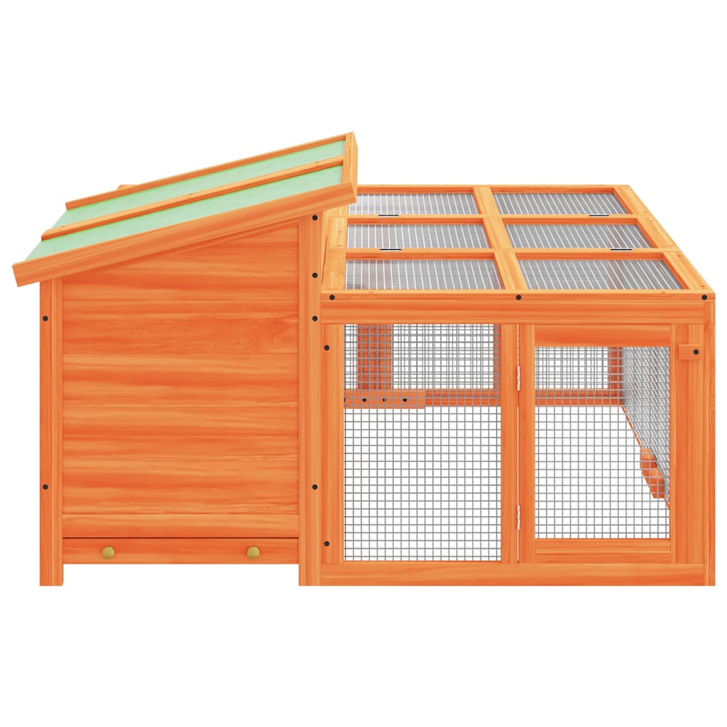 Konijnenhok 144x123x67,5 cm massief grenenhout bruin - Afbeelding 8