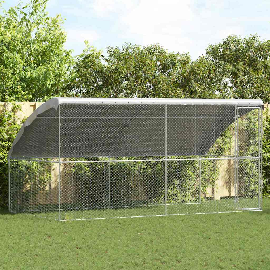 Kippenhok Zilver 400 x 200 x 198.5 cm Gegalvaniseerd staal