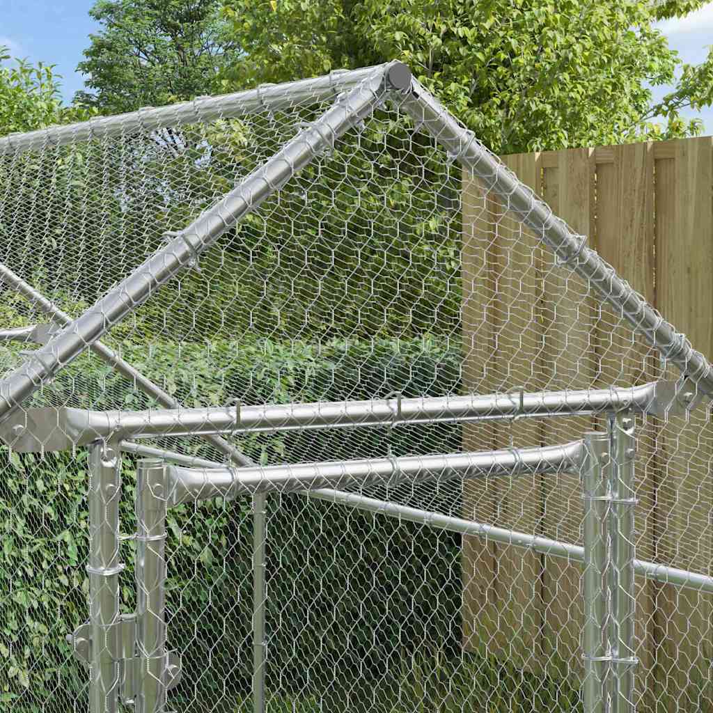 Kippenhok Zilver 400x170x177cm Gegalvaniseerd staal - Afbeelding 3