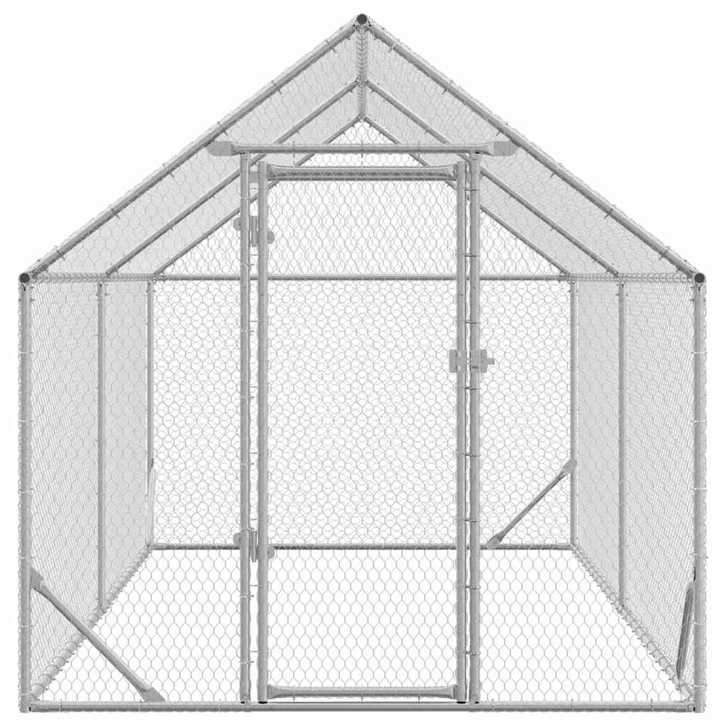 Kippenhok Zilver 400x170x177cm Gegalvaniseerd staal - Afbeelding 4