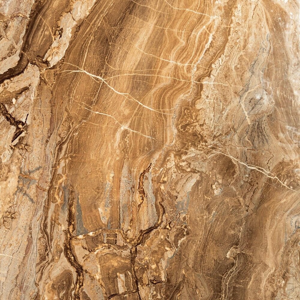 120x280x0,3 cm - PVC Wandpaneel Milos Bruin Marmerlook Hoogglans -
