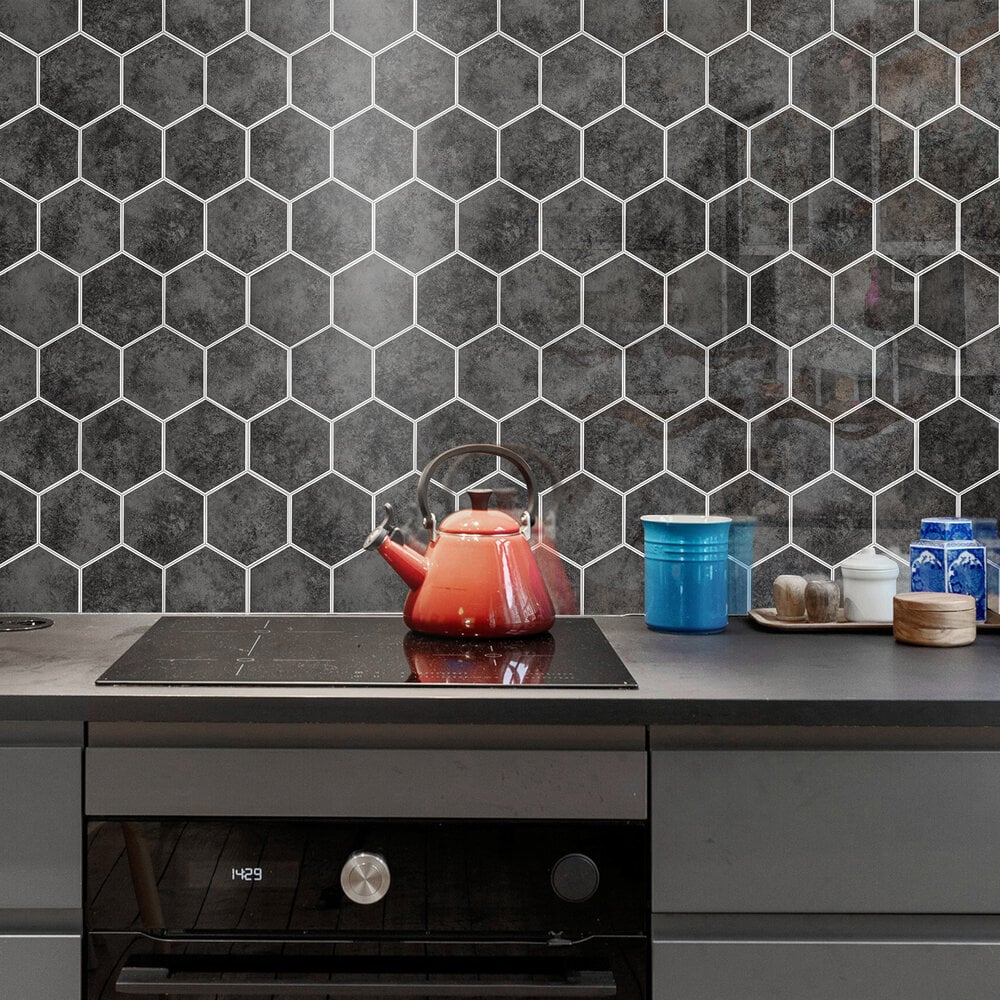 Antraciet Marble Hexagon - Zelfklevende Mozaïek 29.2x25.4x3.3 mm - Afbeelding 2
