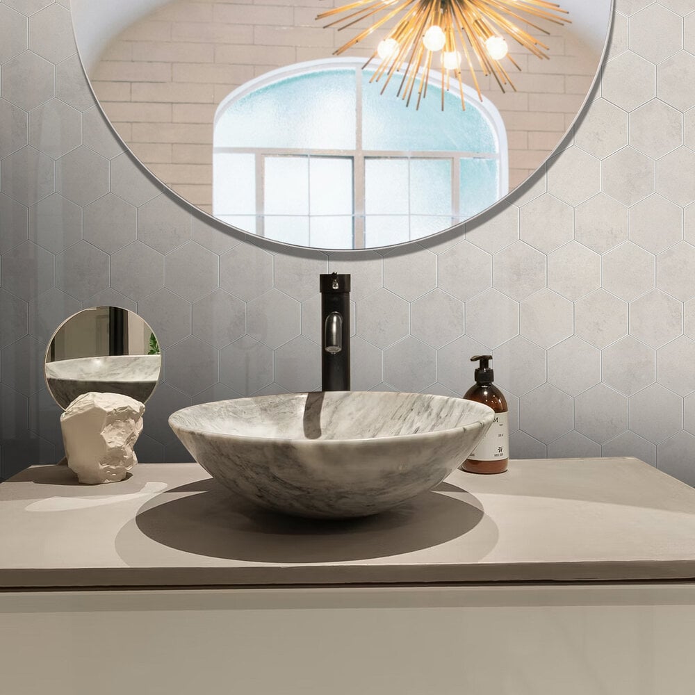 BEIGE MARBLE Hexagon - Zelfklevende Mozaïek 29.2x25.4x3.3 mm - Afbeelding 2