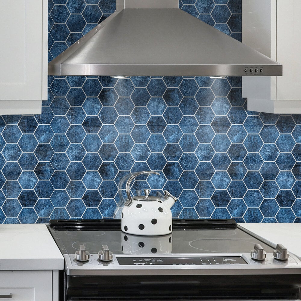 BLUE MARBLE Hexagon - Zelfklevende Mozaïek 29.2x25.4x3.3 mm - Afbeelding 2