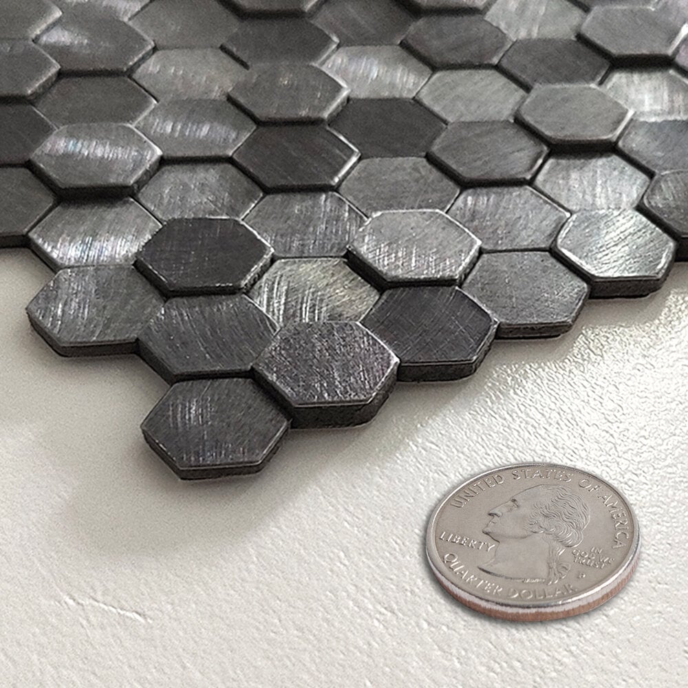 Gunmetal MINI Hexagon - Zelfklevend Mozaiek 305.9x306.8x4mm - Afbeelding 2