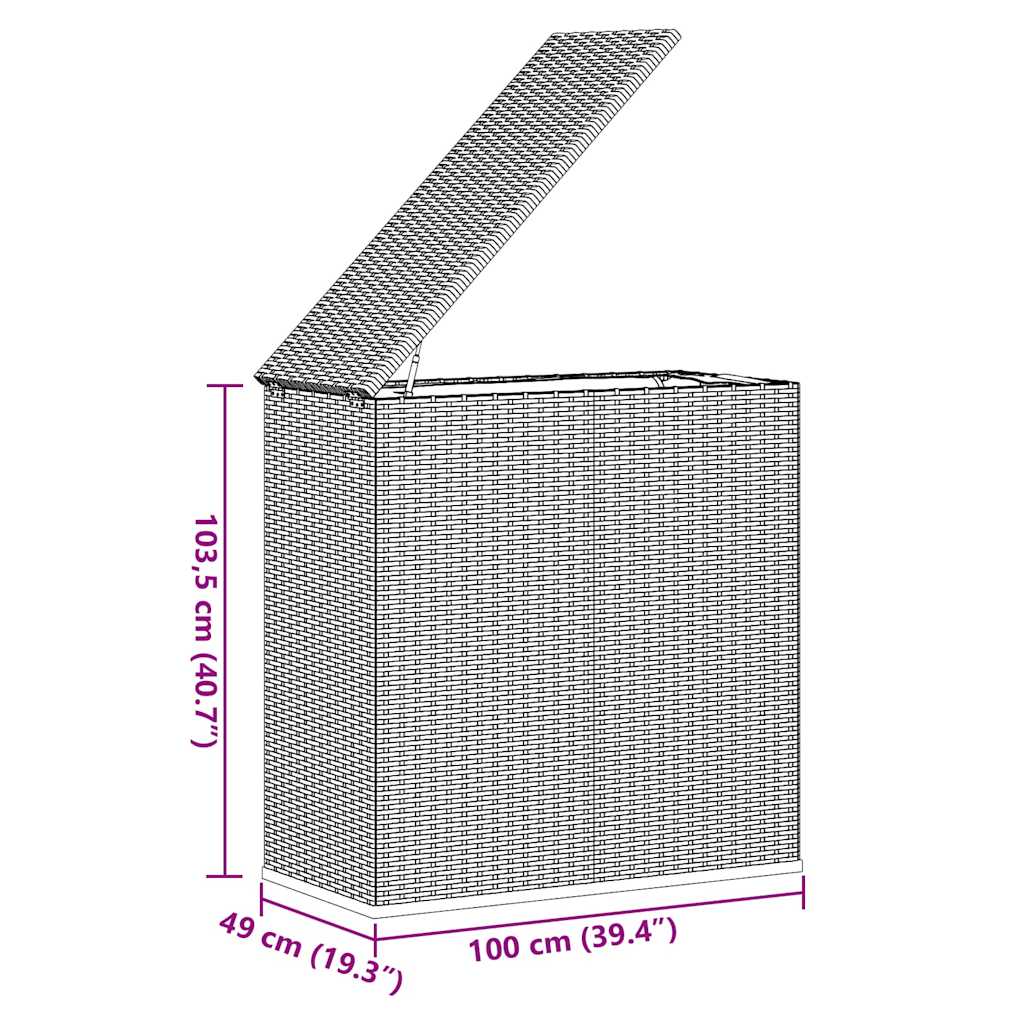 Tuinbox 100x49x103,5 cm polyetheen rattan grijs - Afbeelding 10