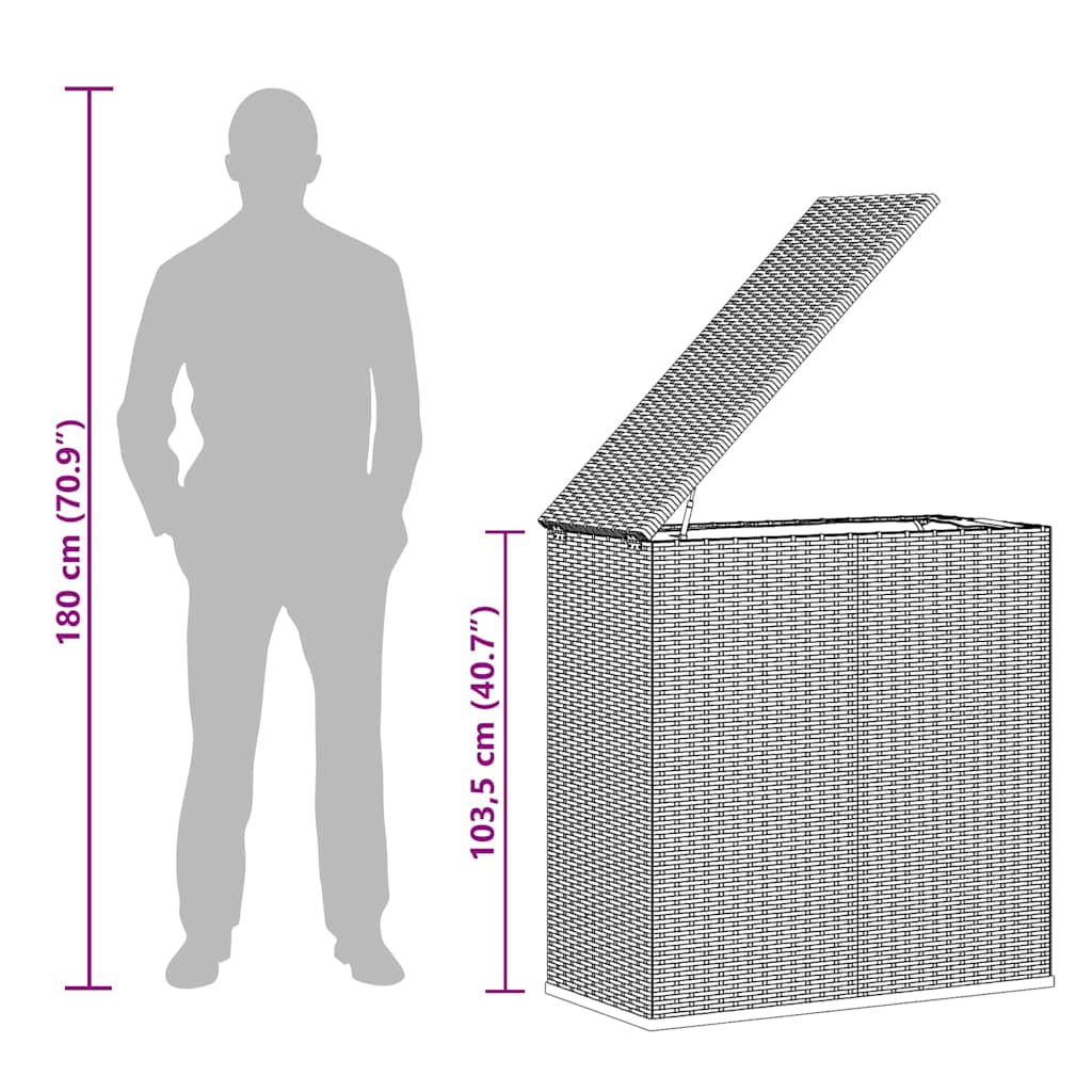 Tuinbox 100x49x103,5 cm polyetheen rattan grijs - Afbeelding 11