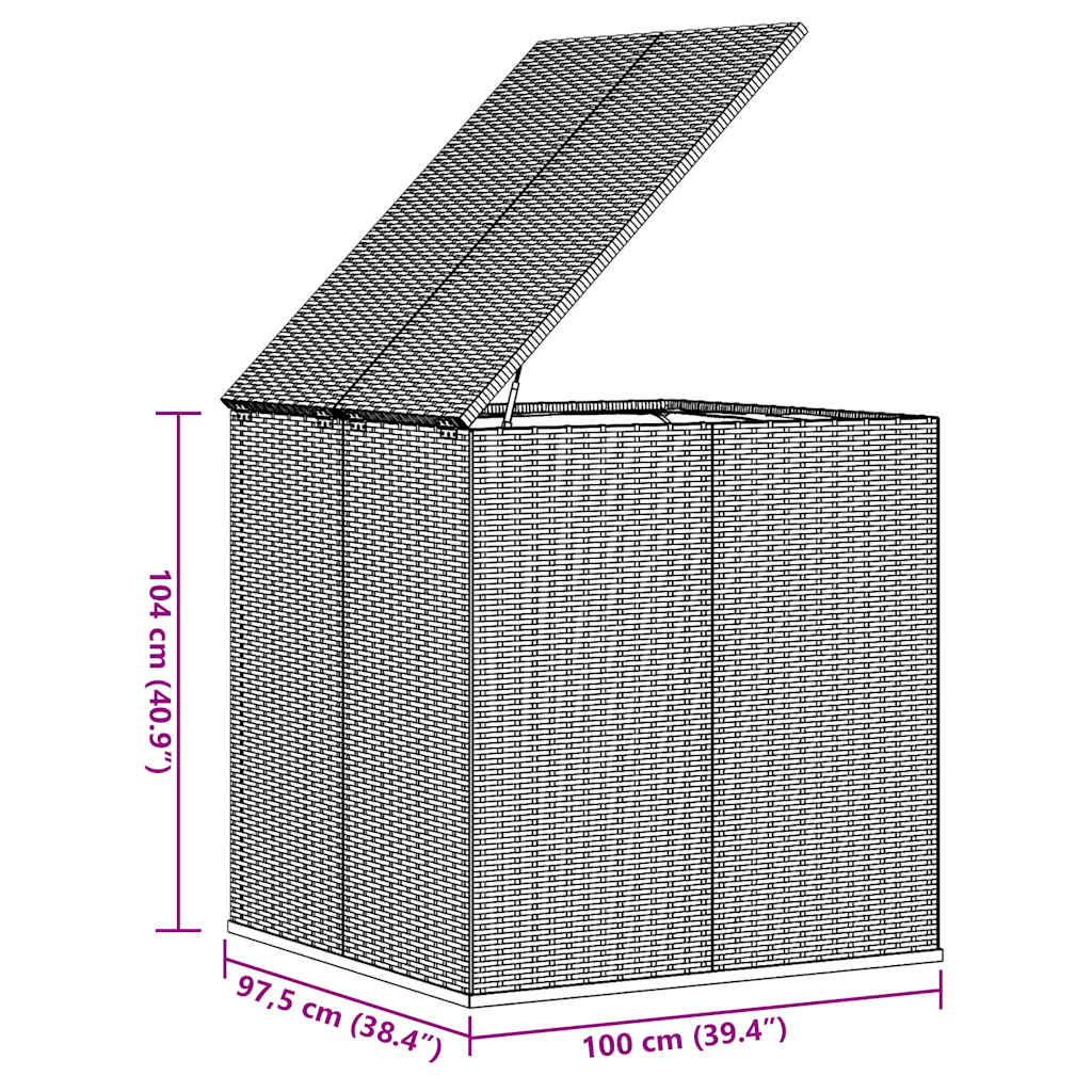 Tuinbox 100x97,5x104 cm polyetheen rattan zwart - Afbeelding 10