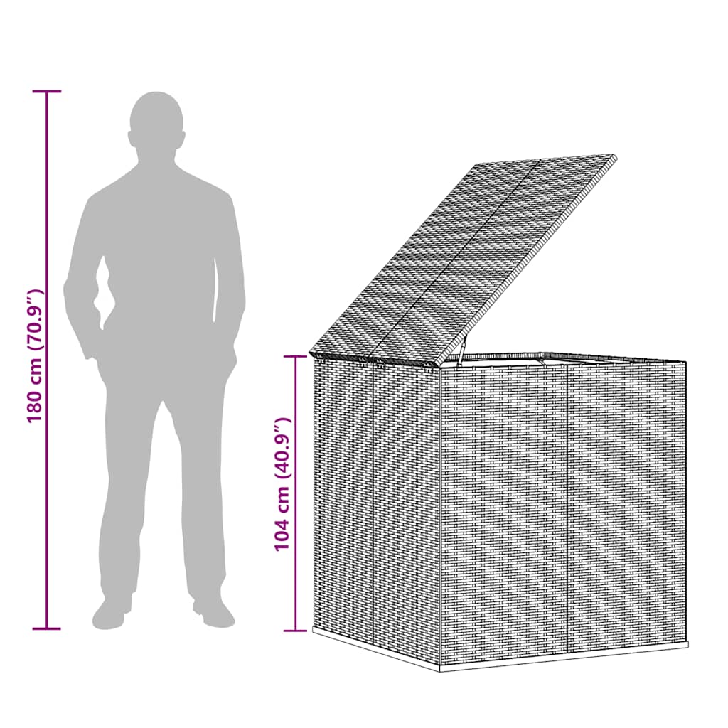 Tuinbox 100x97,5x104 cm polyetheen rattan zwart - Afbeelding 11