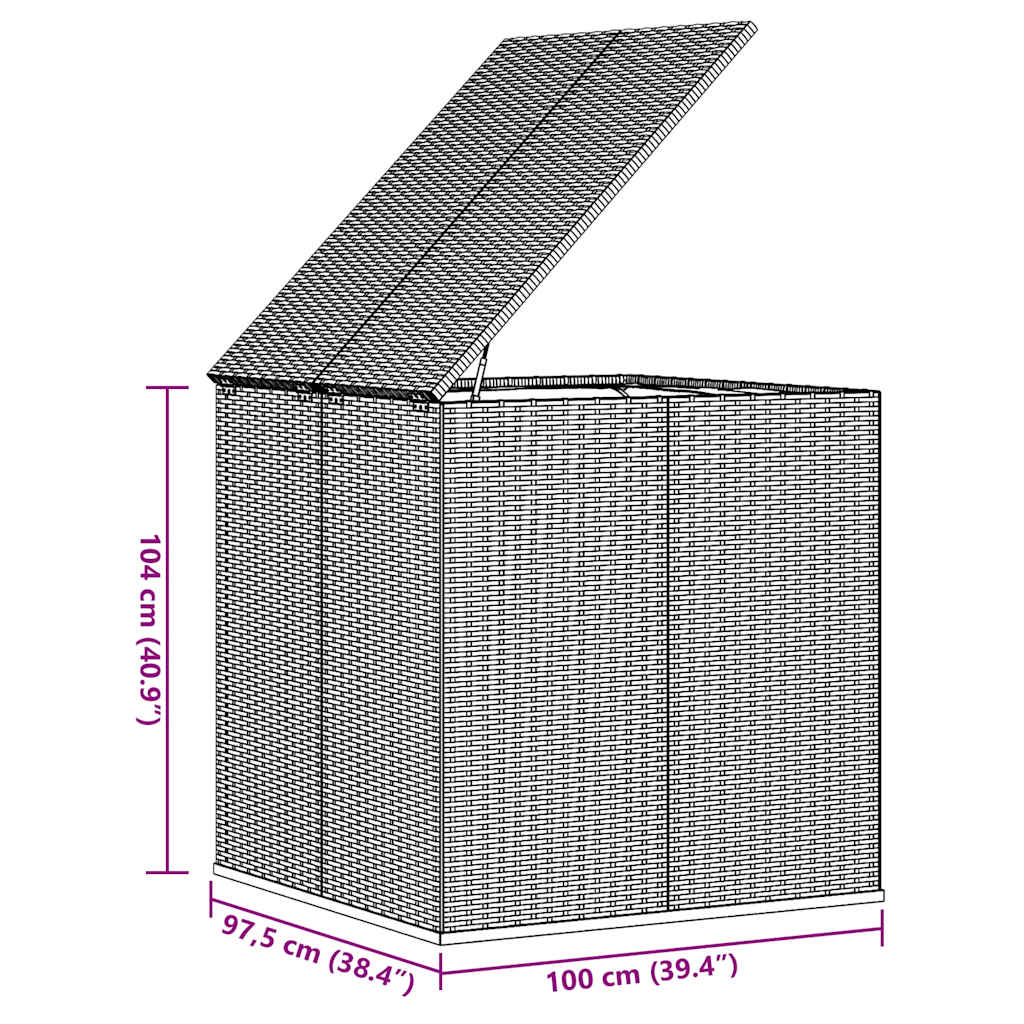 Tuinbox 100x97,5x104 cm polyetheen rattan bruin - Afbeelding 9