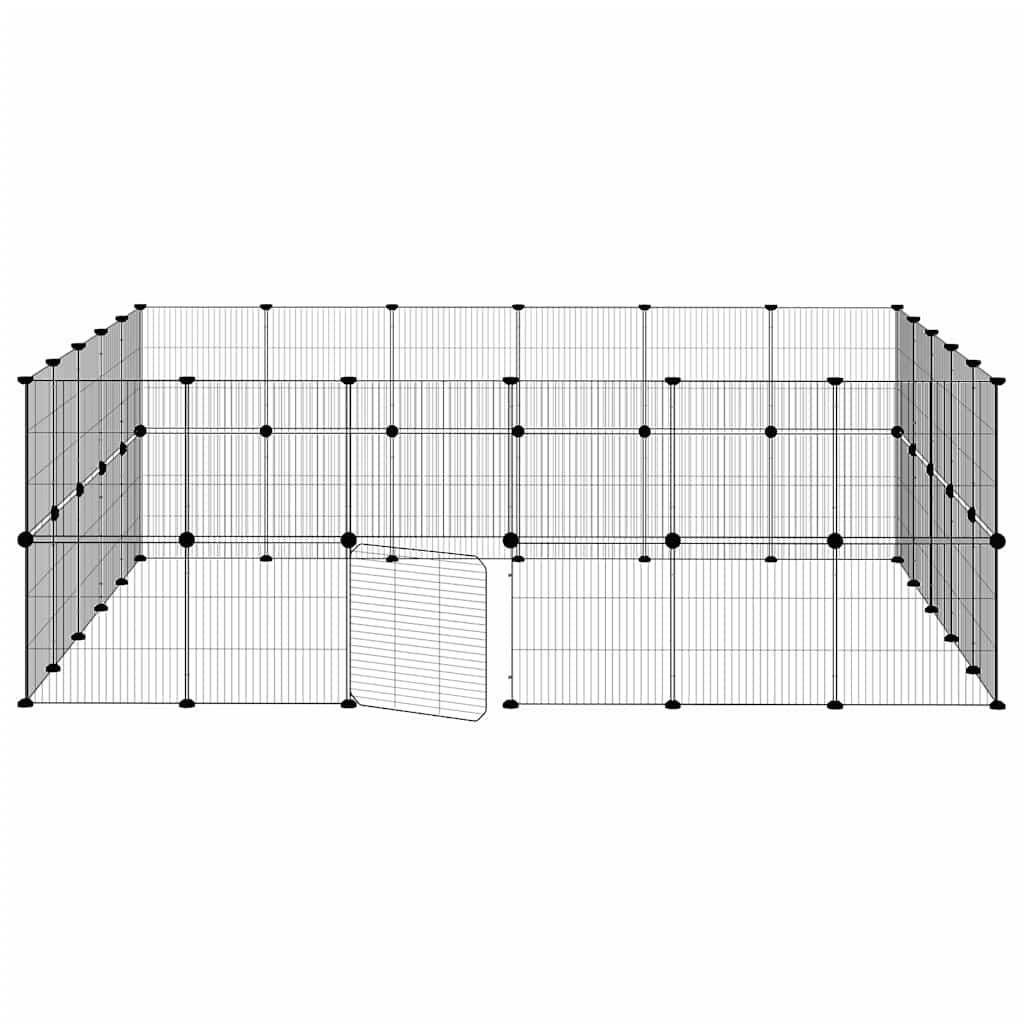 Huisdierenkooi met deur 44 panelen 35x35 cm staal zwart - Afbeelding 5