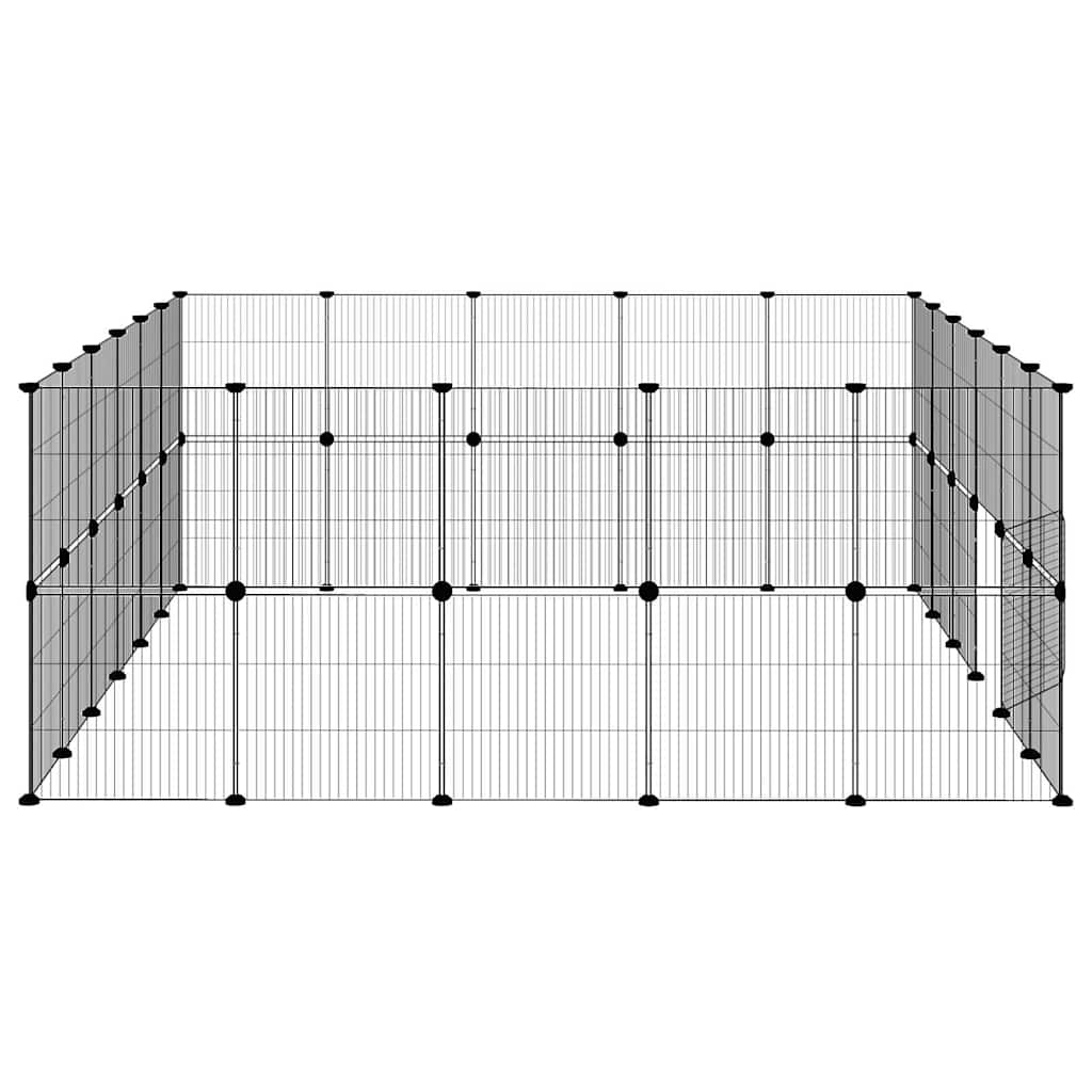 Huisdierenkooi met deur 44 panelen 35x35 cm staal zwart - Afbeelding 6