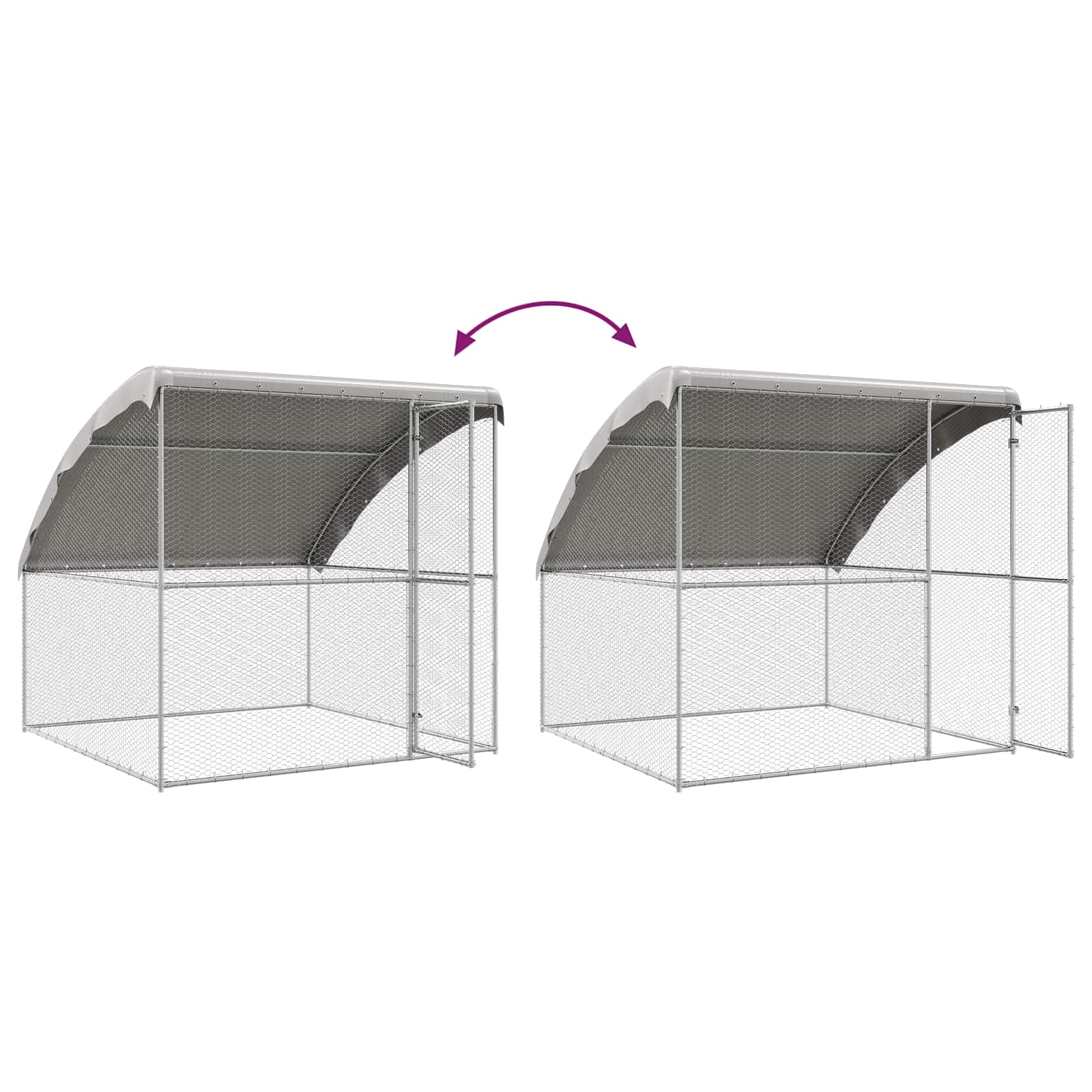 Kippenhok Zilver 400 x 200 x 198.5 cm Gegalvaniseerd staal - Afbeelding 6
