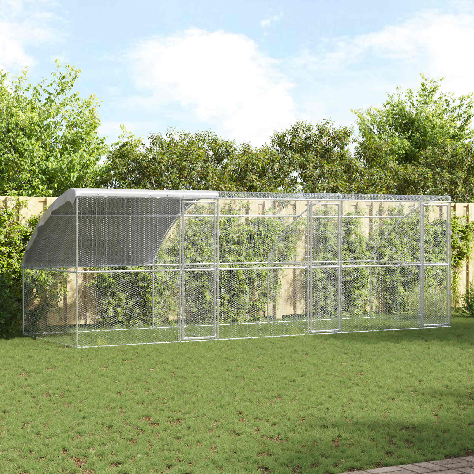 Kippenhok Zilver 600 x 200 x 198.5 cm Gegalvaniseerd staal