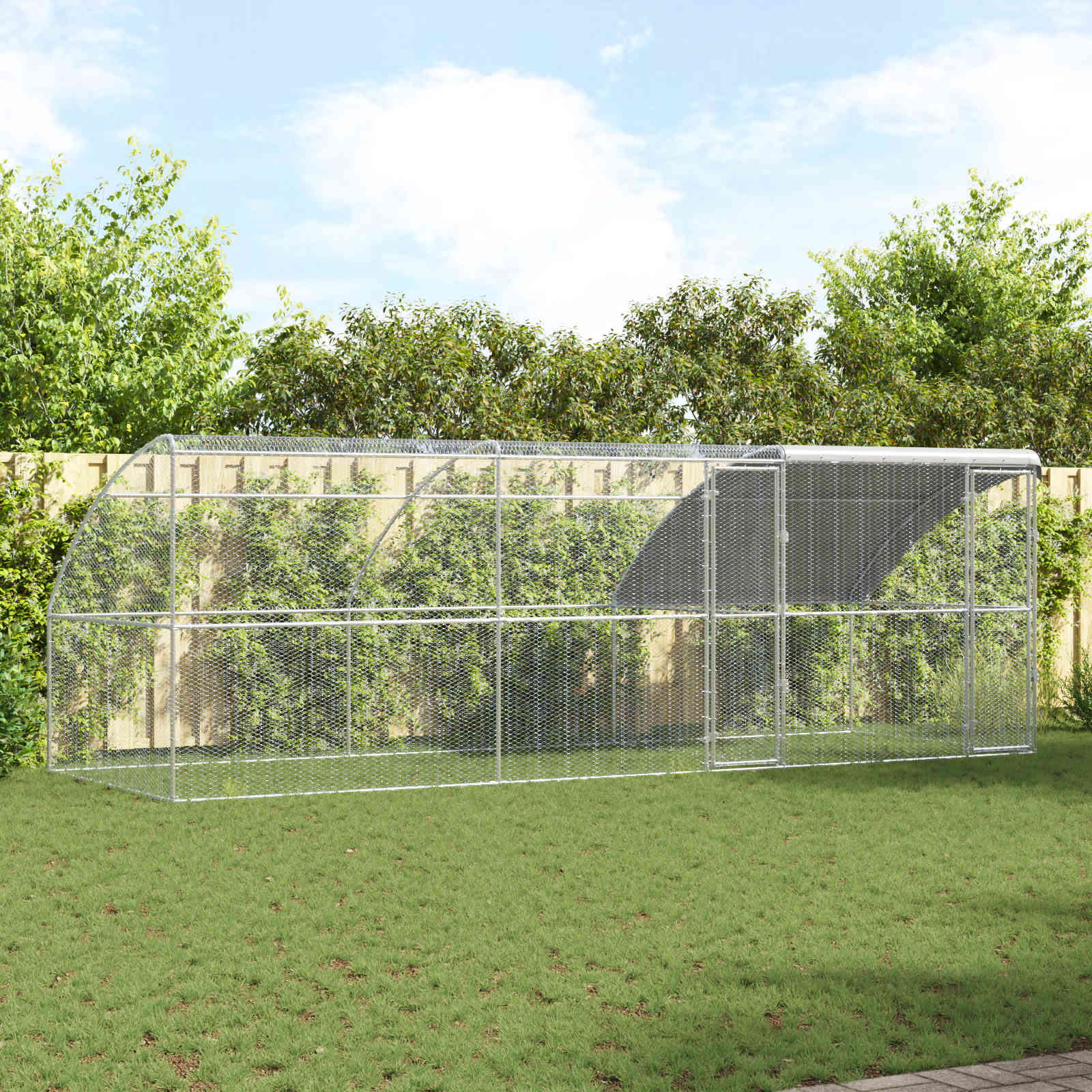 Kippenhok Zilver 600 x 200 x 198.5 cm Gegalvaniseerd staal