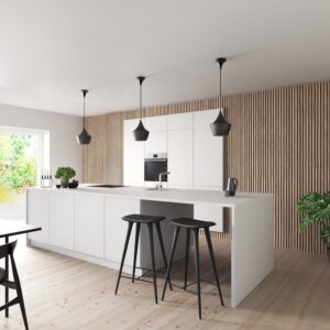 260x60 cm LICHT Eiken BEIGE akoestische wand panelen lattenwand met Vilt