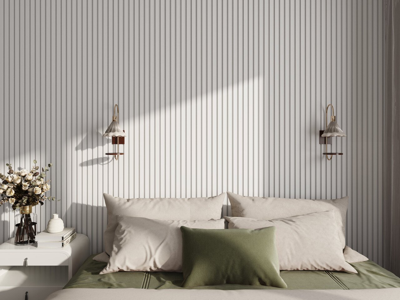 260x60 cm Wit Akoestische wand panelen lattenwand met Witte Vilt - Afbeelding 2